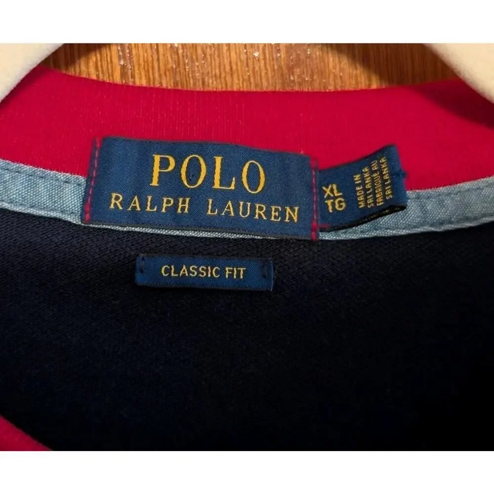 Polo Ralph Lauren AMERICANA Classic Fit Polo‎ Shirt FLAG. Navy XL